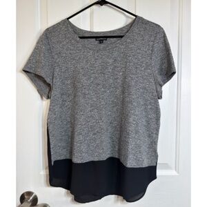 Express Gray and Black Color Block Top